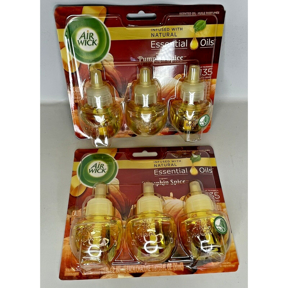 Air Wick Infused w/ Essential Oils Refill Pumpkin Spice 6‎ Total - 2 Packs of 3